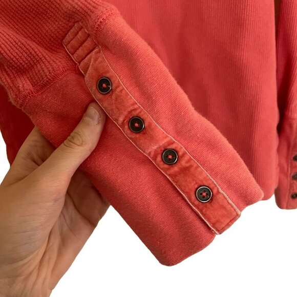 Sundance peach orange long sleeved crewneck knit sweater cotton spandex buttons - Picture 5 of 5